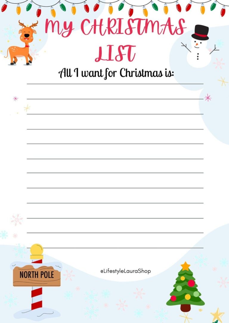 My Christmas List Cute Printable Worksheet Kid friendly Gift Christmas List Letter To Santa Holiday List Instant Download Etsy