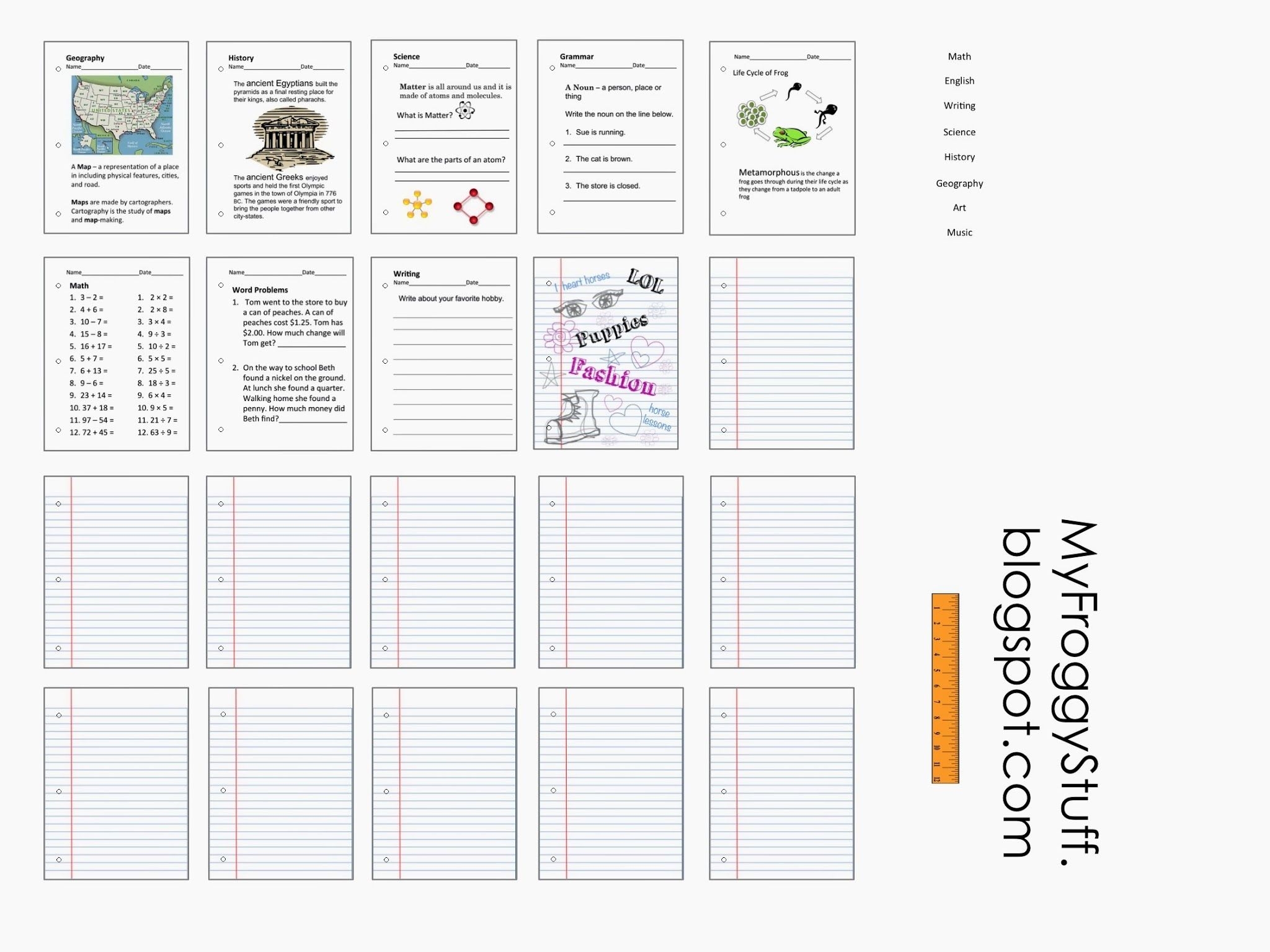 froggy stuff printables