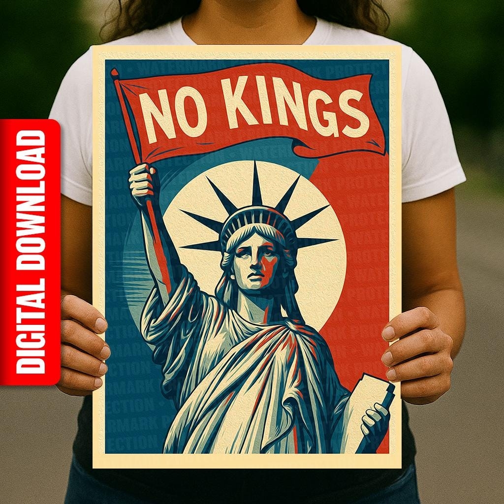 No Kings PRINTABLE SIGN Anti trump Statue Of Liberty Protest Poster Digital Download Political Rally March Sign Etsy