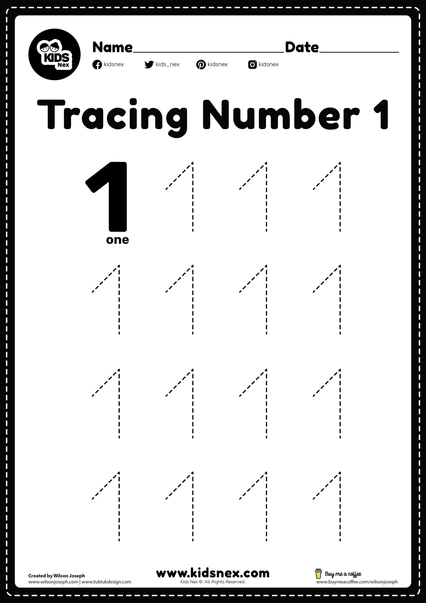 free printable number 1 worksheets for preschool