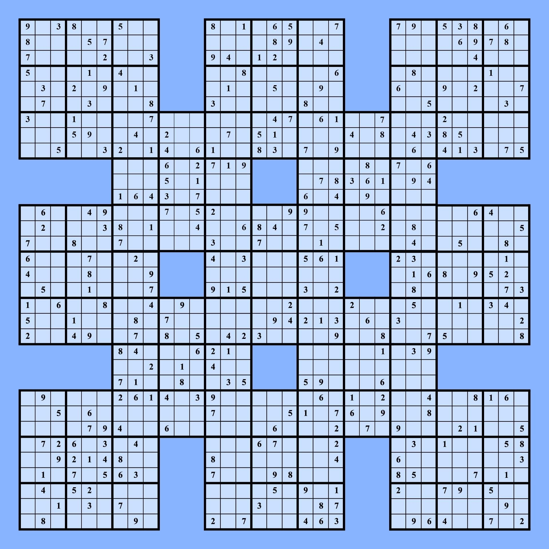 Online Play Free Printable Sudoku Samurai Give These Puzzles A Try And You ll Be Samurai Sudoku 9x9