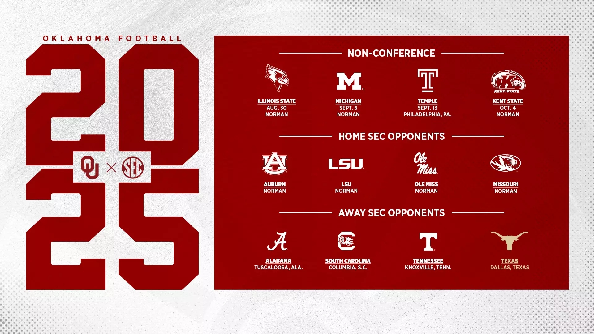 OU s 2025 Football Opponents Set University Of Oklahoma