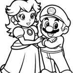 Princess Peach And Mario Coloring Page Easy Drawing Guides