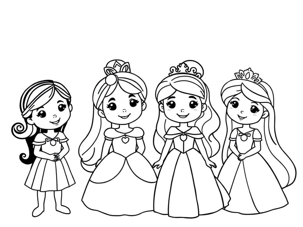 Princesses Coloring Page Free Printable Coloring Page