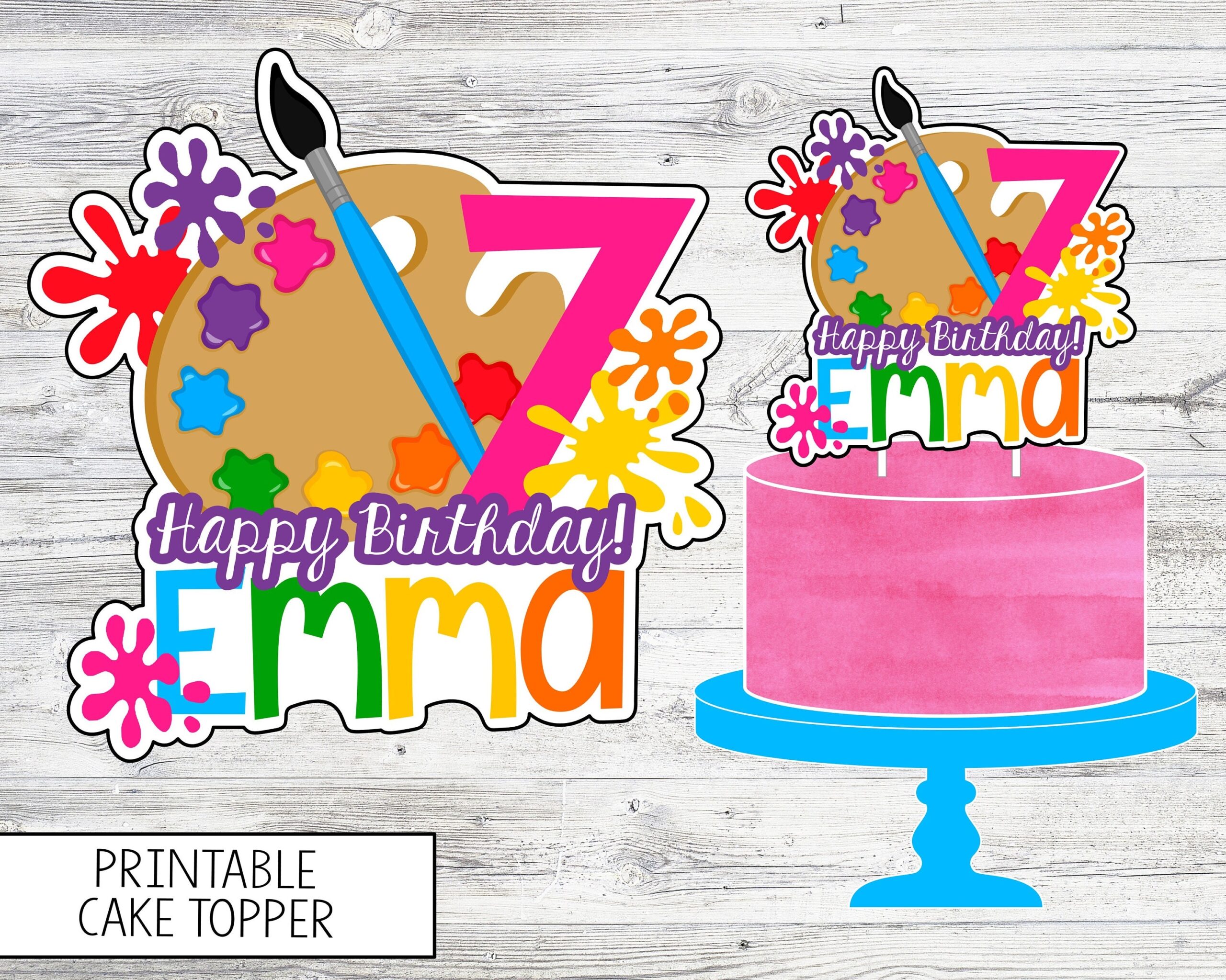 Printable Art Party Cake Topper Personalized Cake Topper For Painting Party Art Party Digital File Nothing Physical Sent Etsy