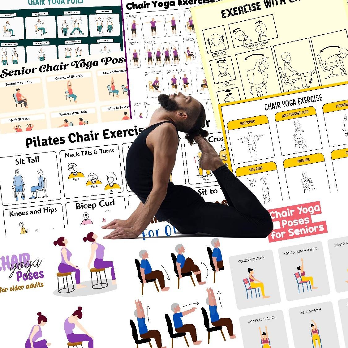Printable Chair Yoga Exercises For Seniors Gentle Easy Workouts