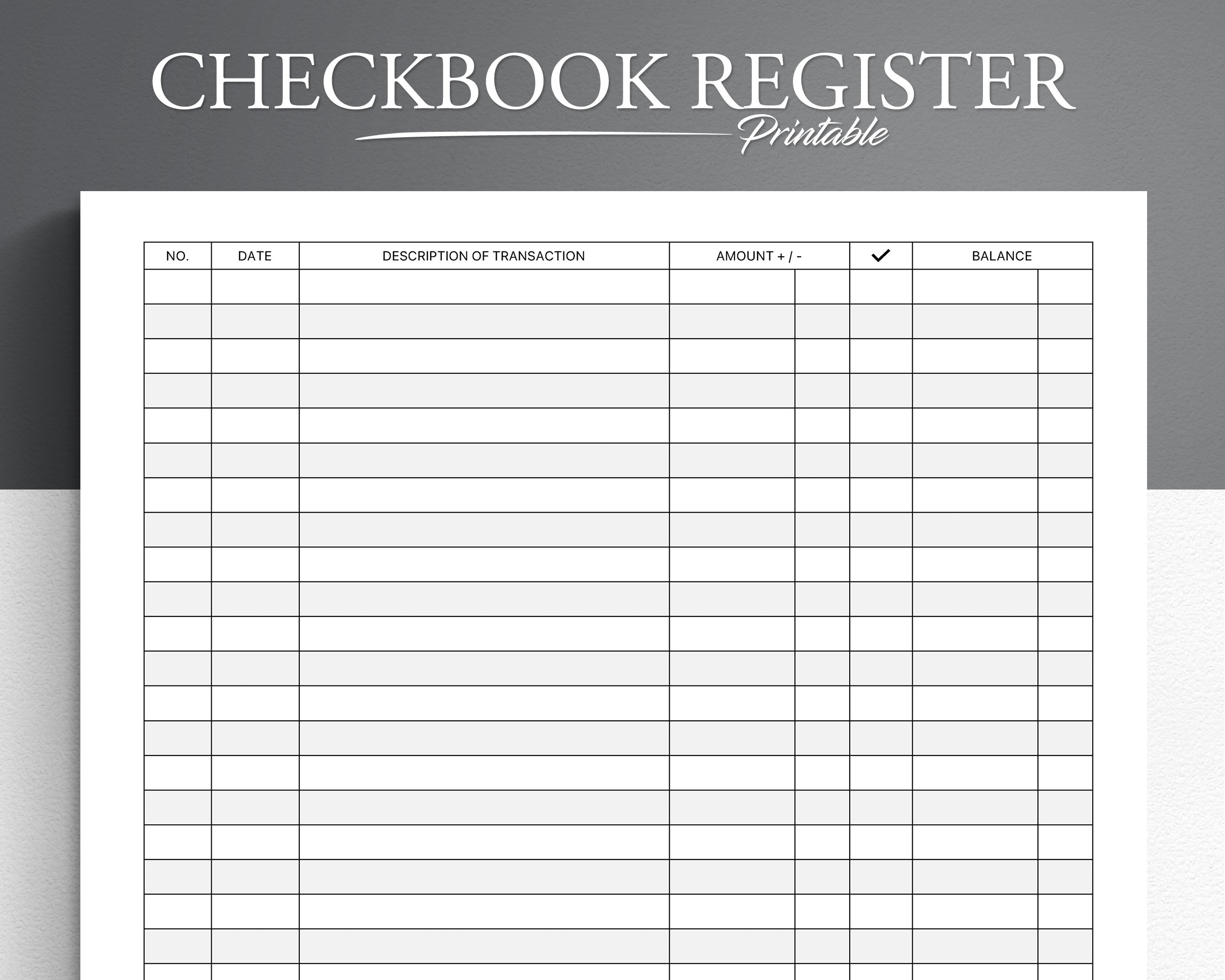 printable checking register