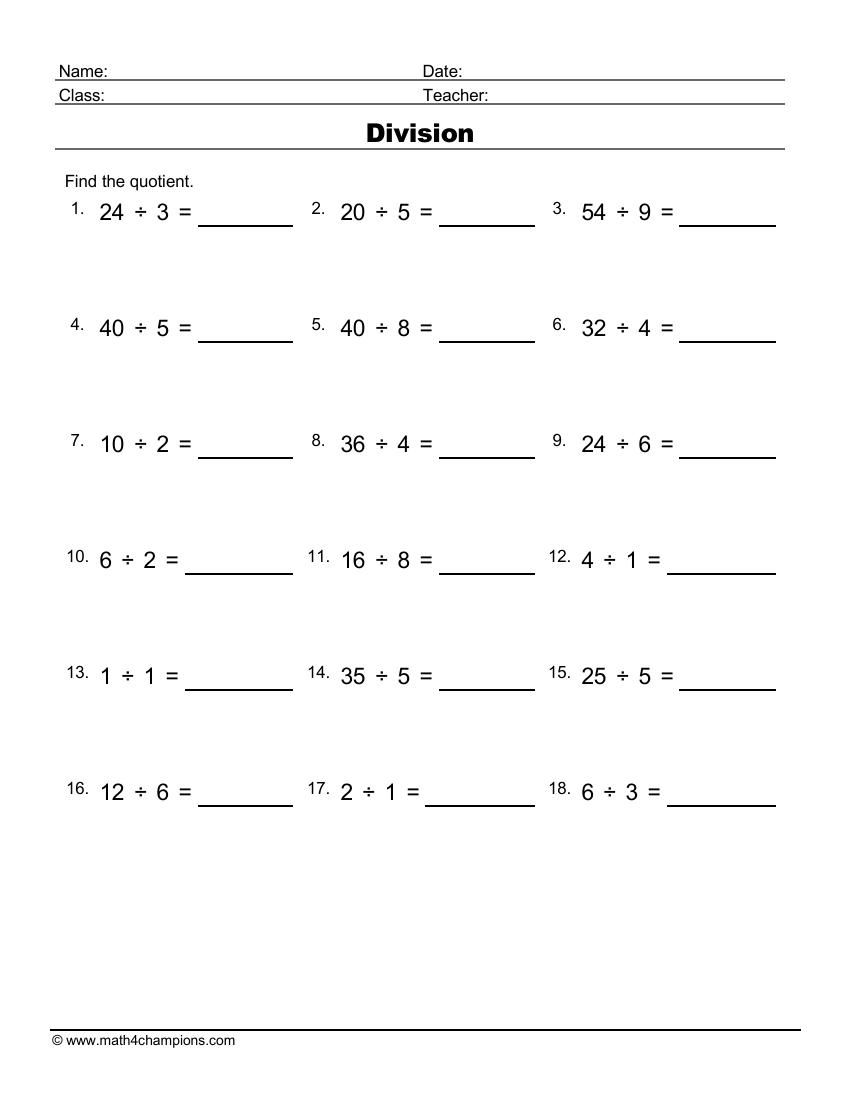 printable long division worksheets