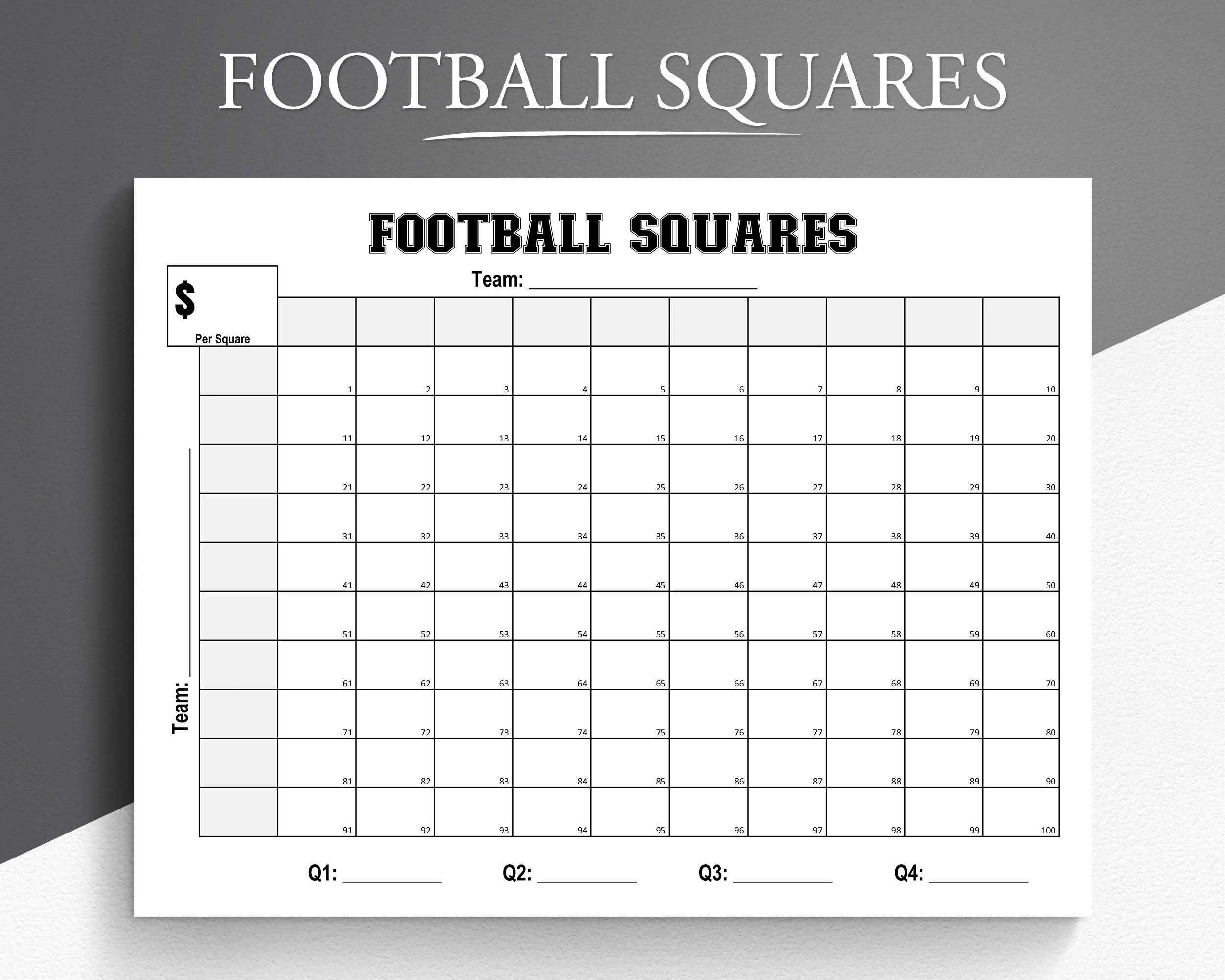 printable football squares