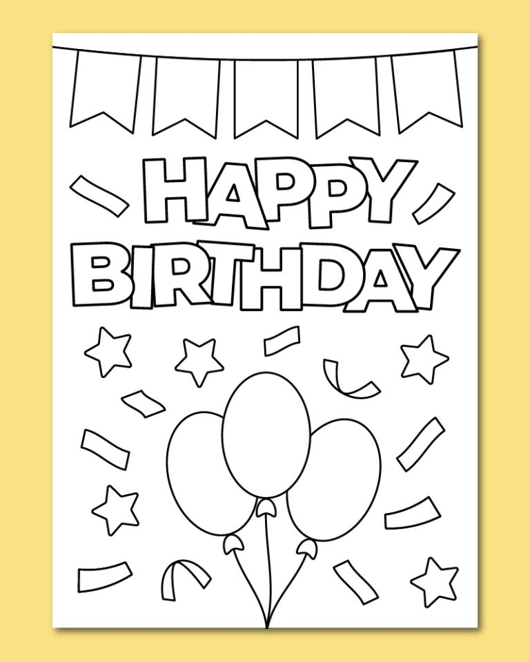 Printable Happy Birthday Coloring Card Chevron Lemon