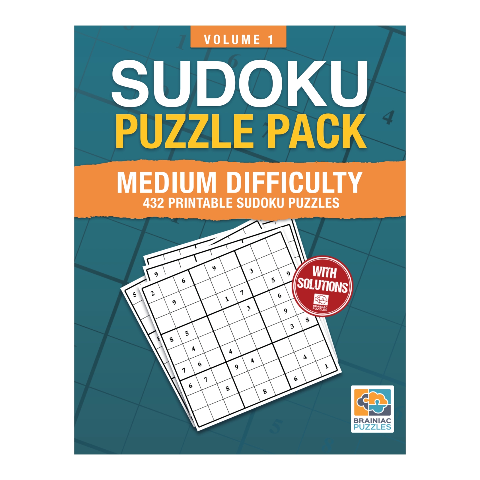 Printable Medium Sudoku Pack 432 Puzzles For Adults Volume 1 Brainiac Puzzles