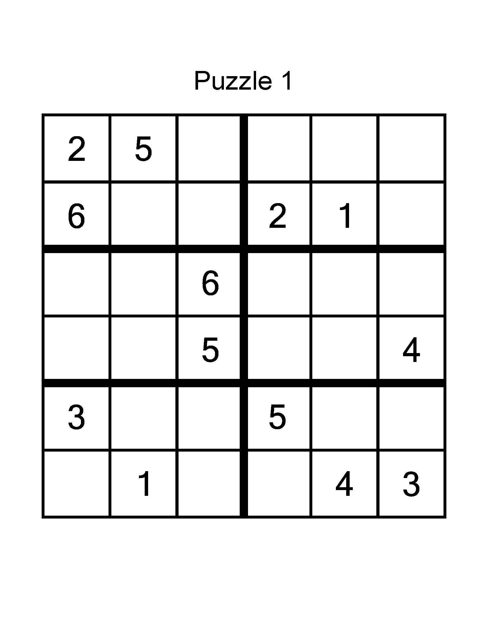 6x6 sudoku printable