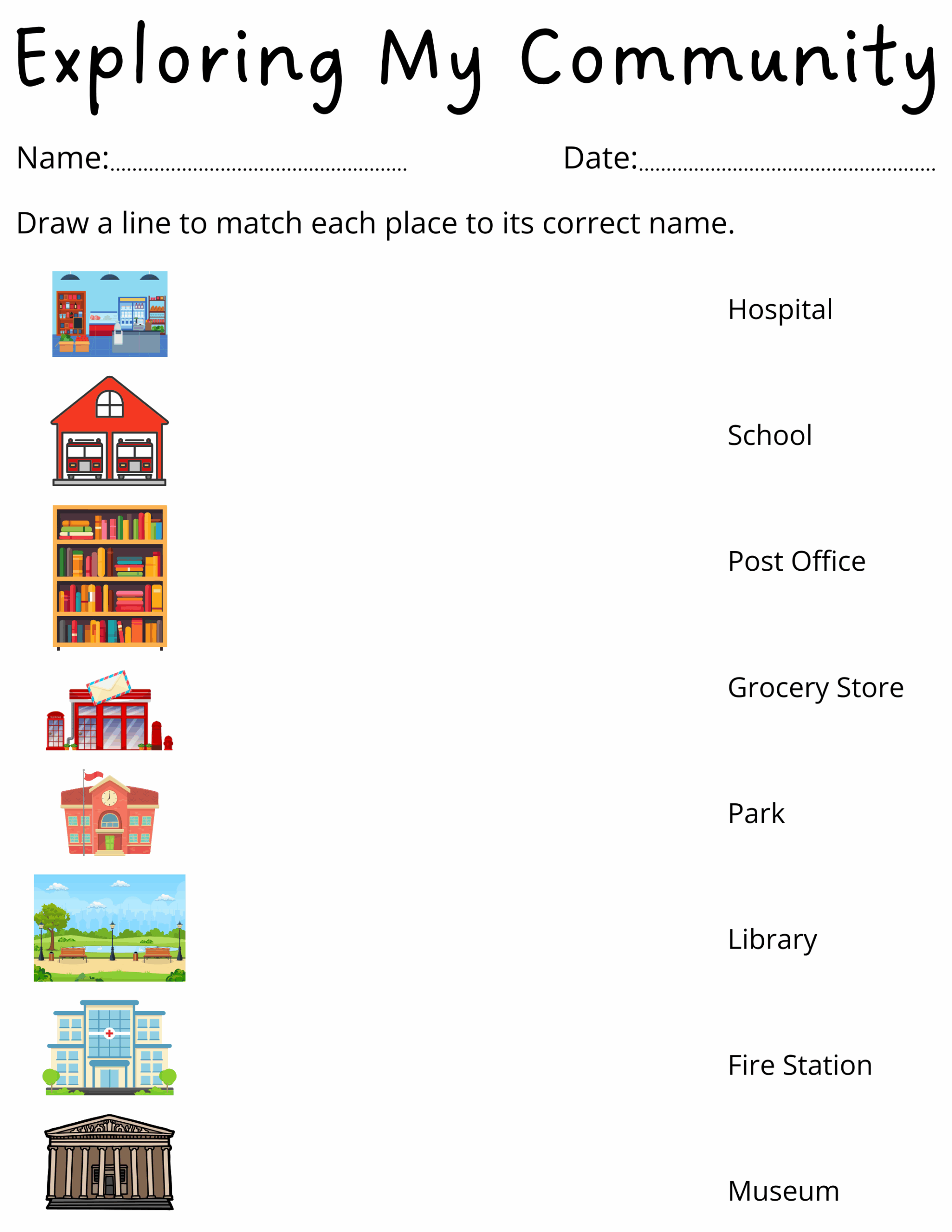 Printable Preschool Places In The Community Worksheets For Kindergarten Made By Teachers