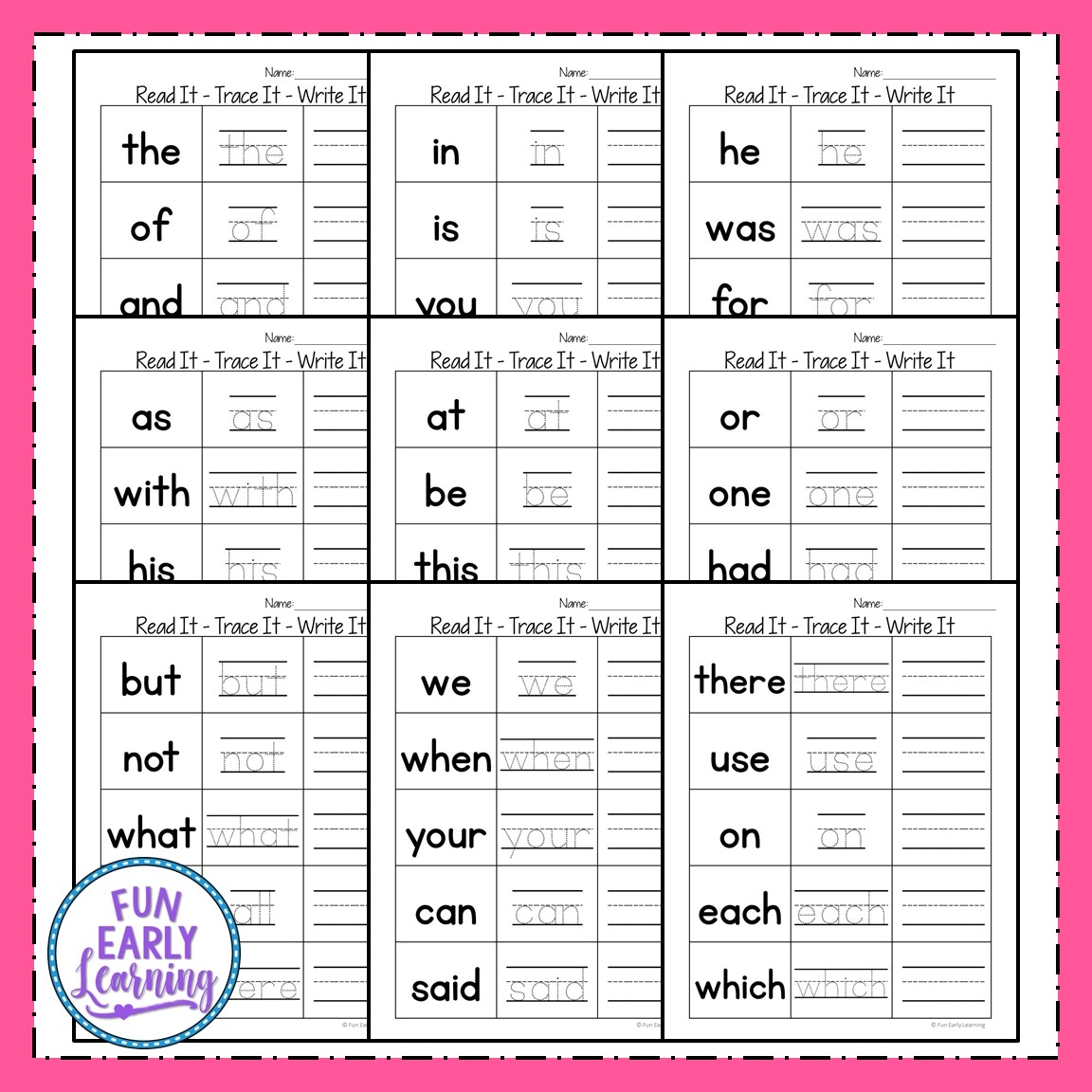 free sight word printables