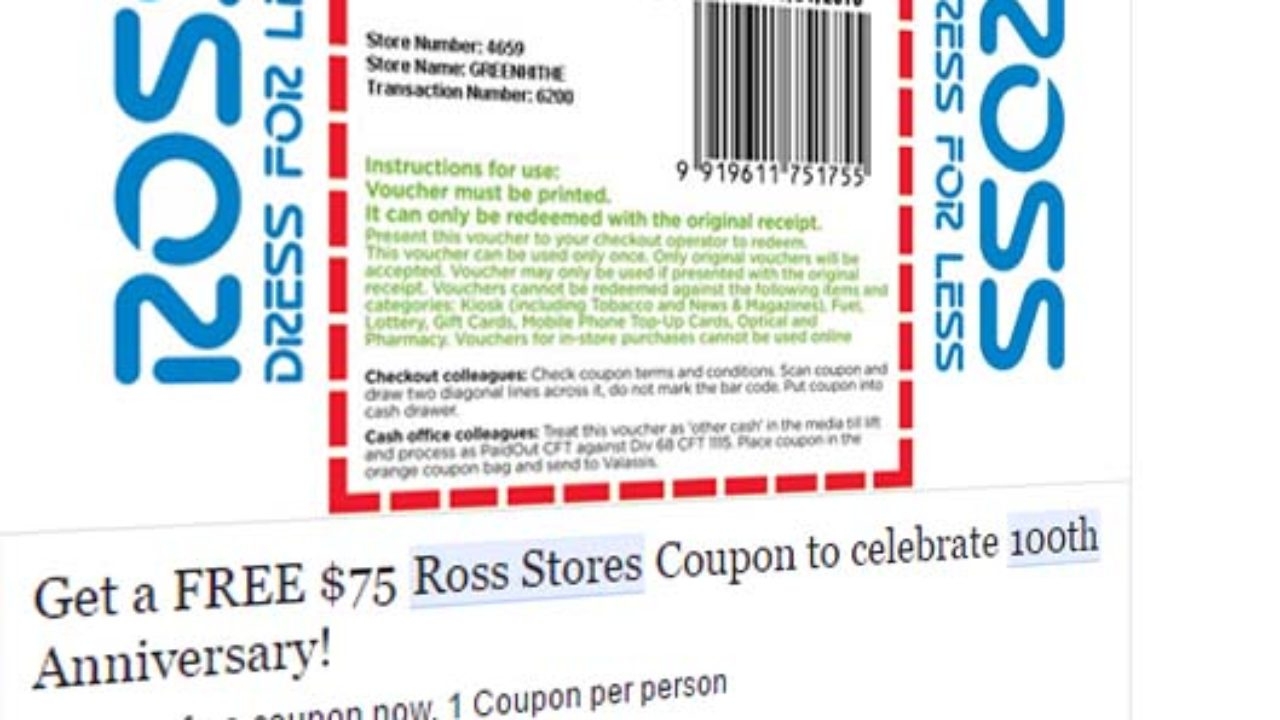 Ross Clearance Coupon 75