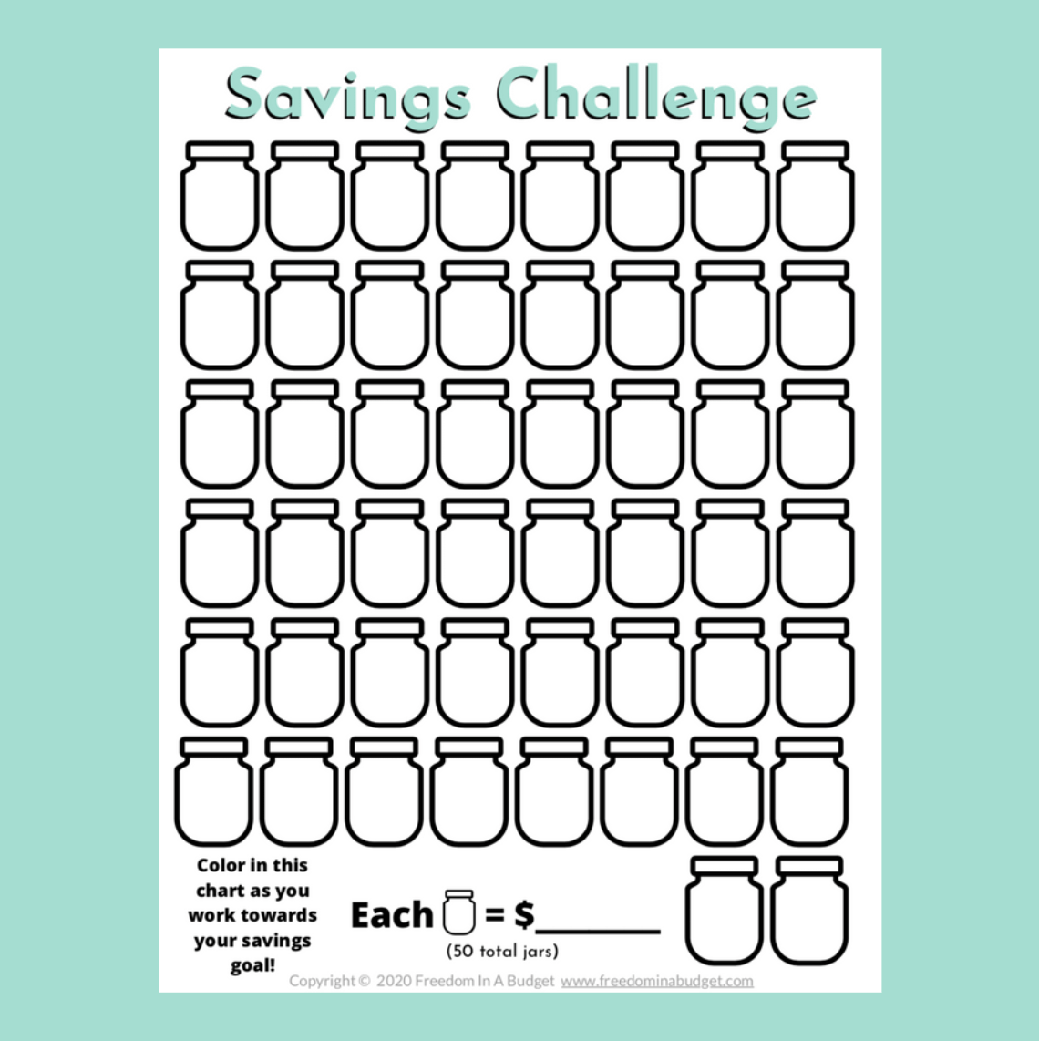 savings challenge printable