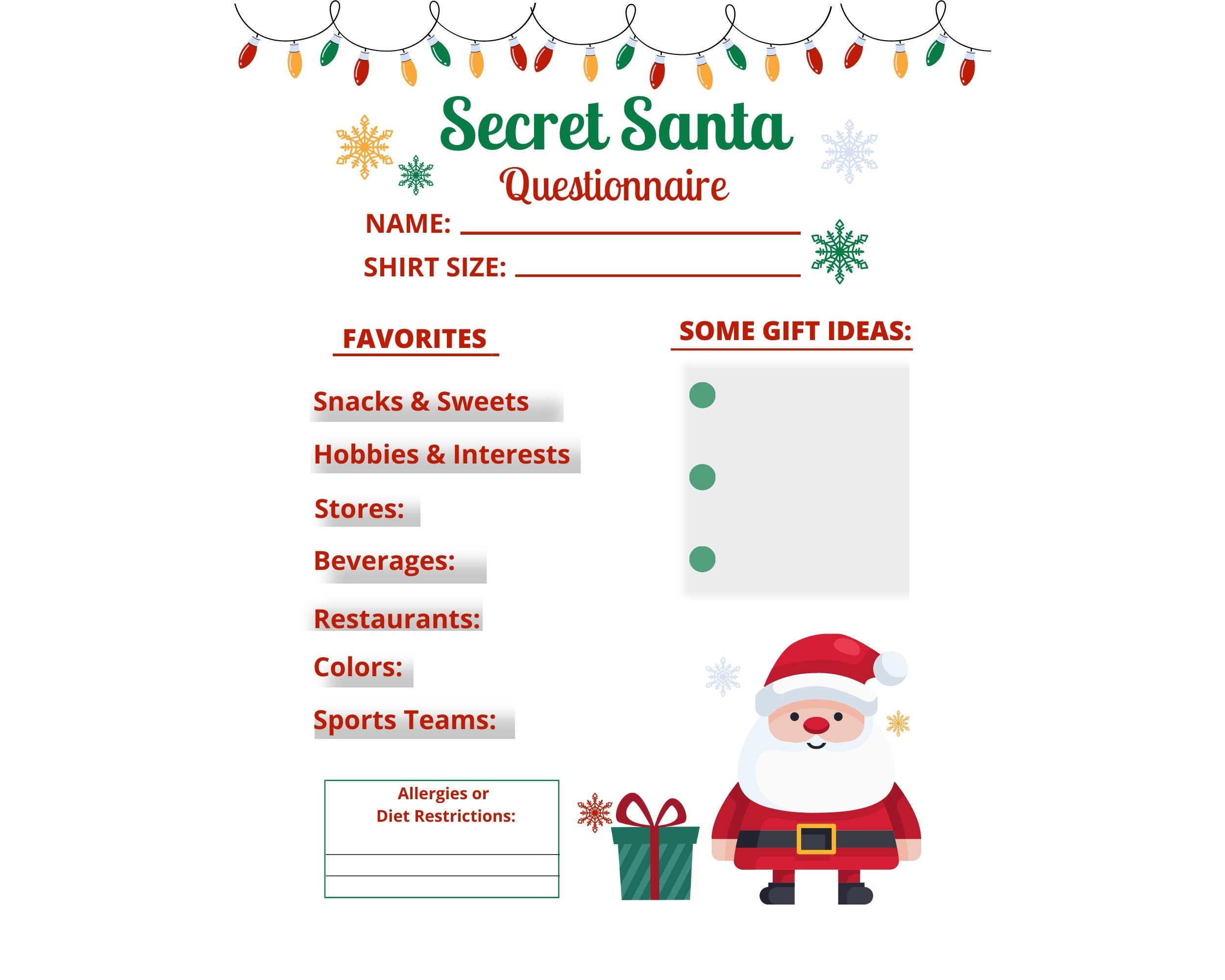 secret santa questionnaire printable