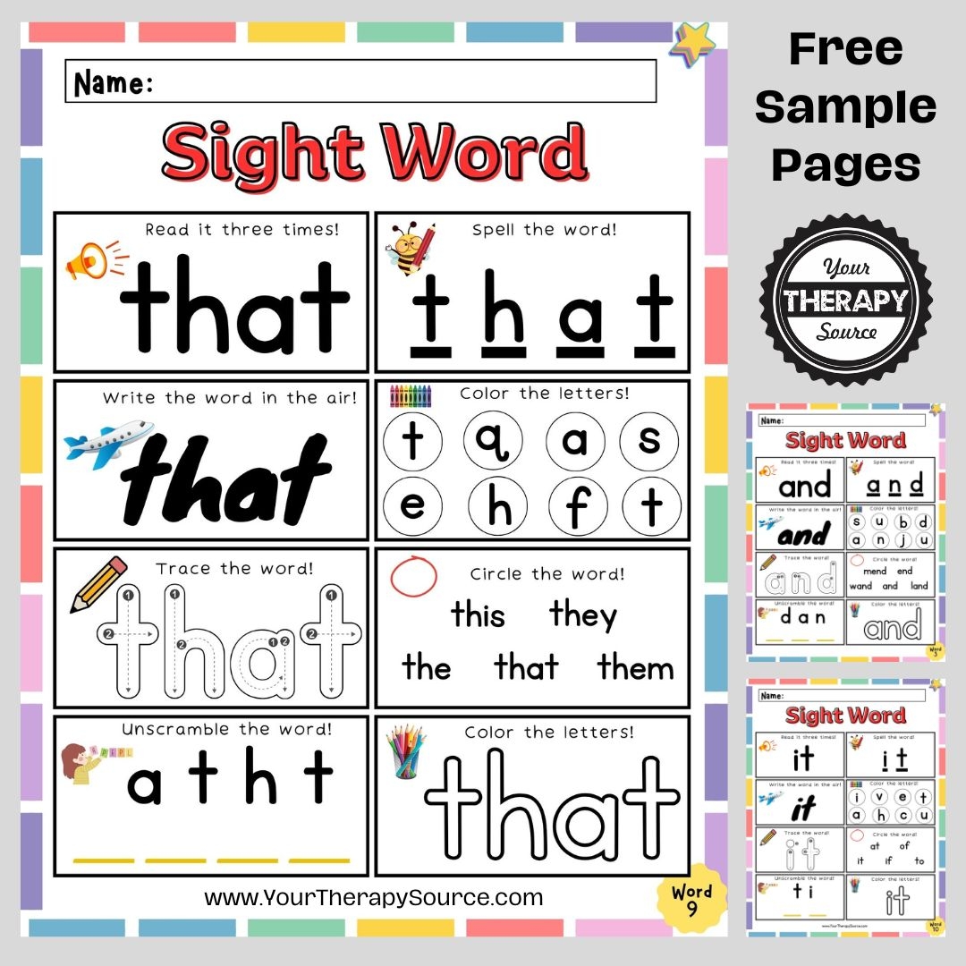 kindergarten sight words printables