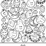 Smiling Fruit Coloring Page XO LP