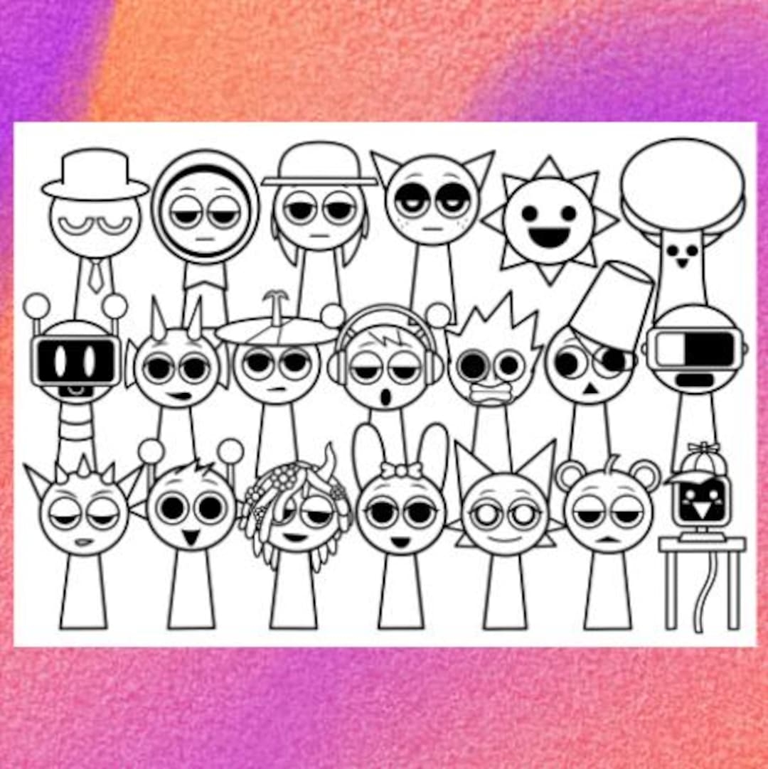 Sprunki Coloring Page 1 PNG And 1 PDF A4 Size For Personal Use Only Etsy
