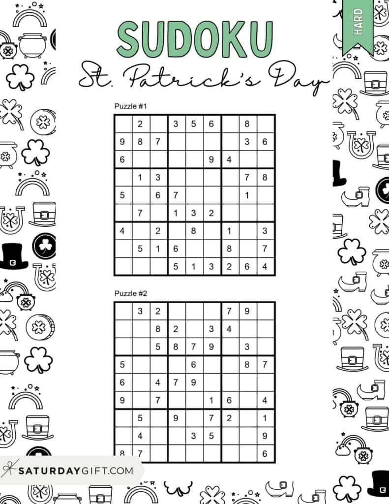 St Patrick s Day Sudoku Puzzles Cute Free Printables SaturdayGift