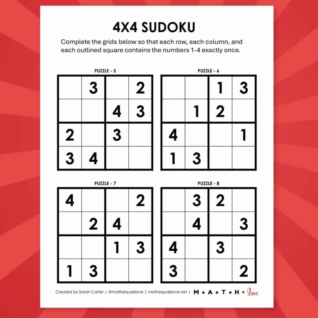printable sudoku 4 per page