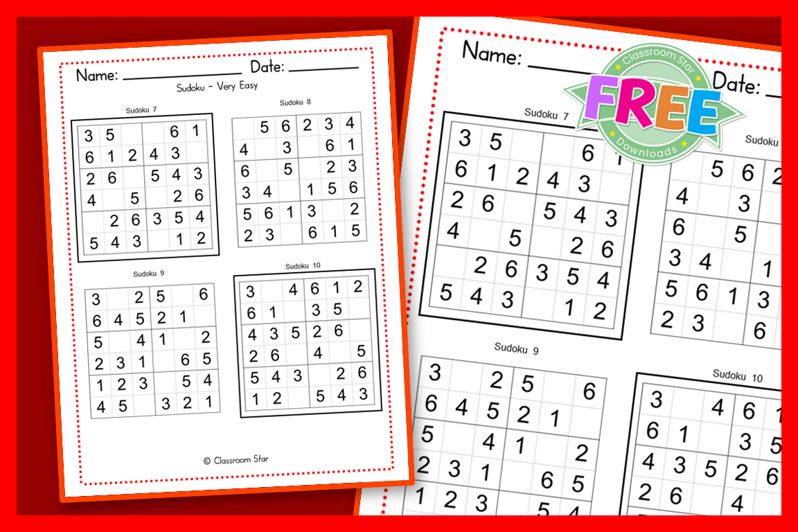 Sudoku 6x6 Very Easy Puzzles Classroom Star Worksheets