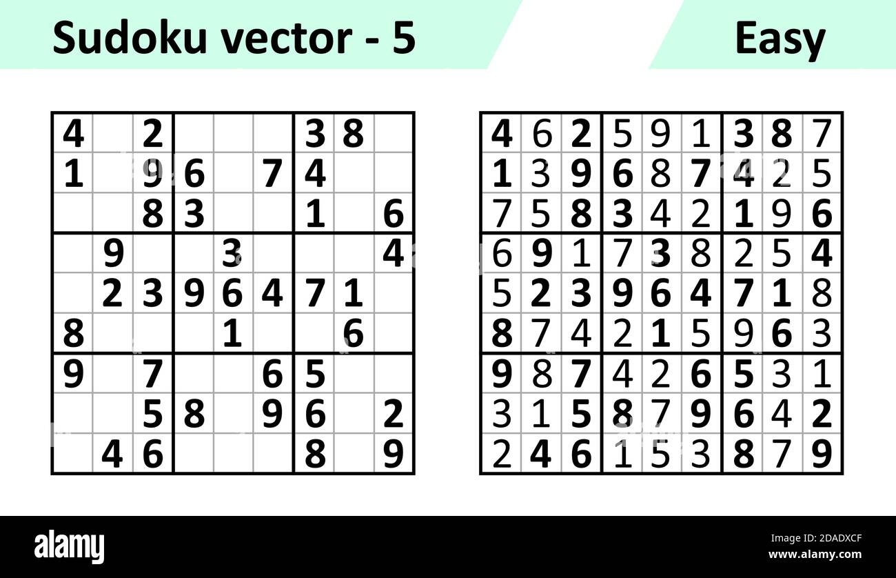 Sudoku Game With Answers Simple Vector Design Set Sudoku Blank Template Complexity Of The Task Is Easy Stock Vector Image Art Alamy