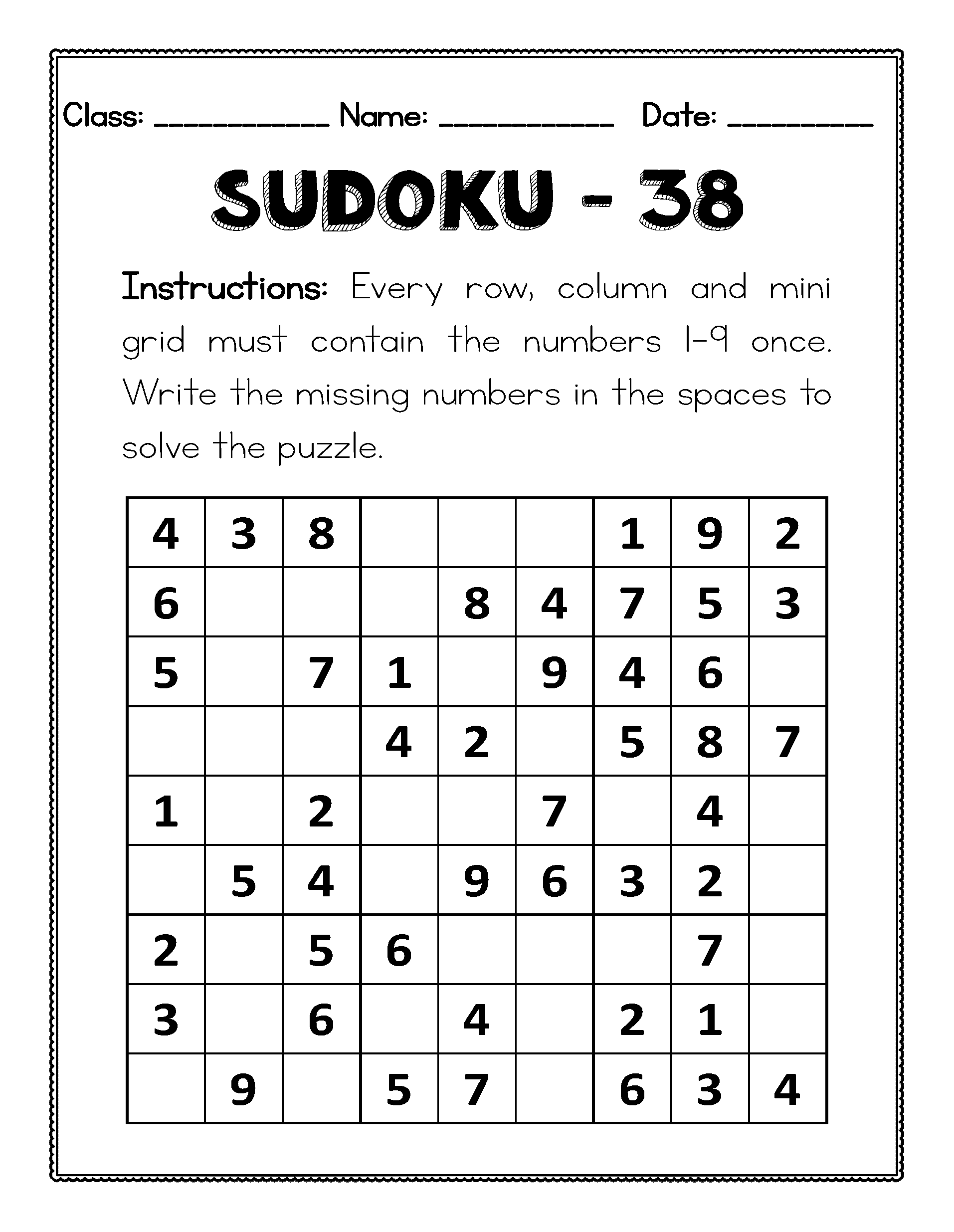 Sudoku Worksheets For Classroom 9x9 Grids Teaching Resources