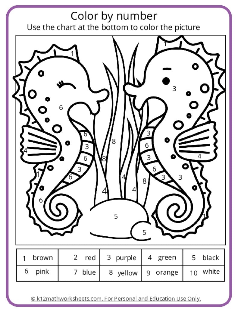 printable color numbers
