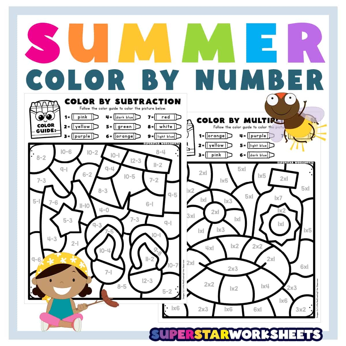 free printable color by number for kids