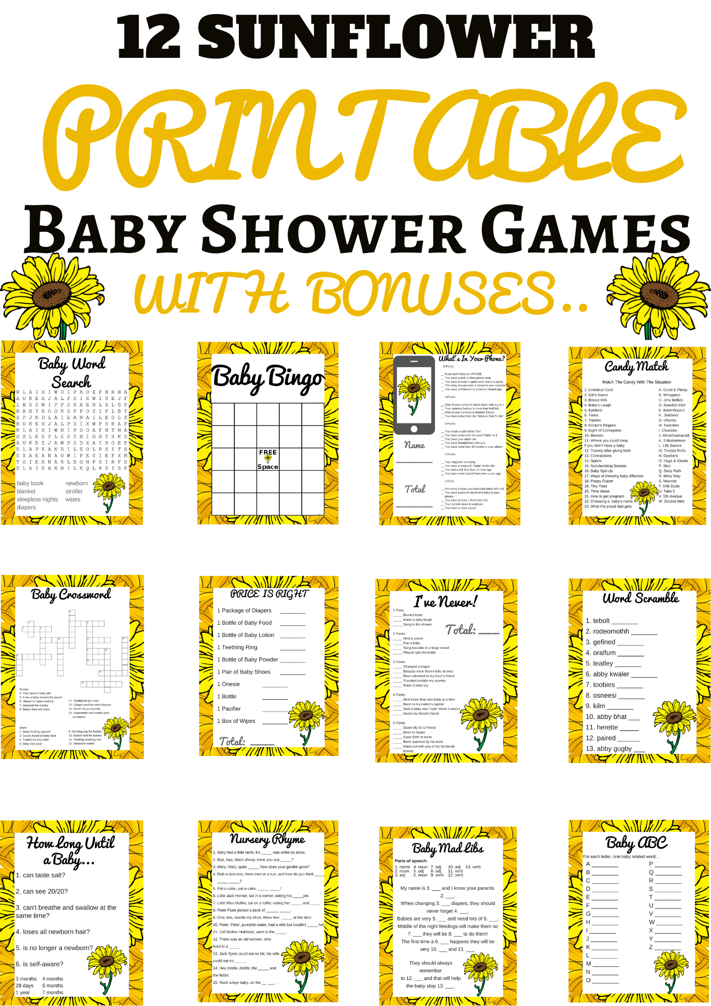 baby shower games printable