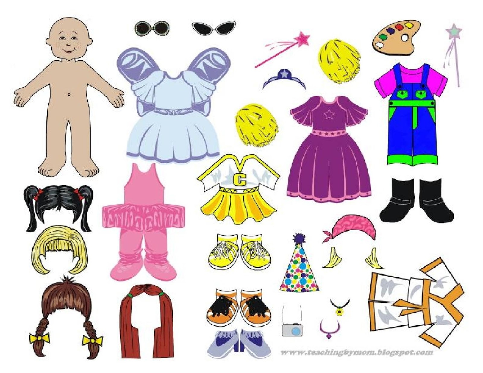 Teaching By Mom Free Printable PAPER DOLL Dress Up