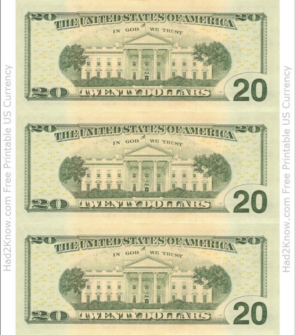 printable 20 dollar bill