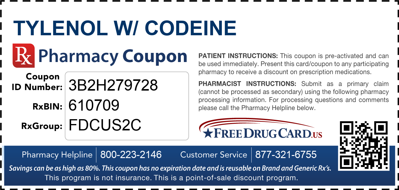 Tylenol W Codeine Coupon Free Prescription Savings At Pharmacies Nationwide