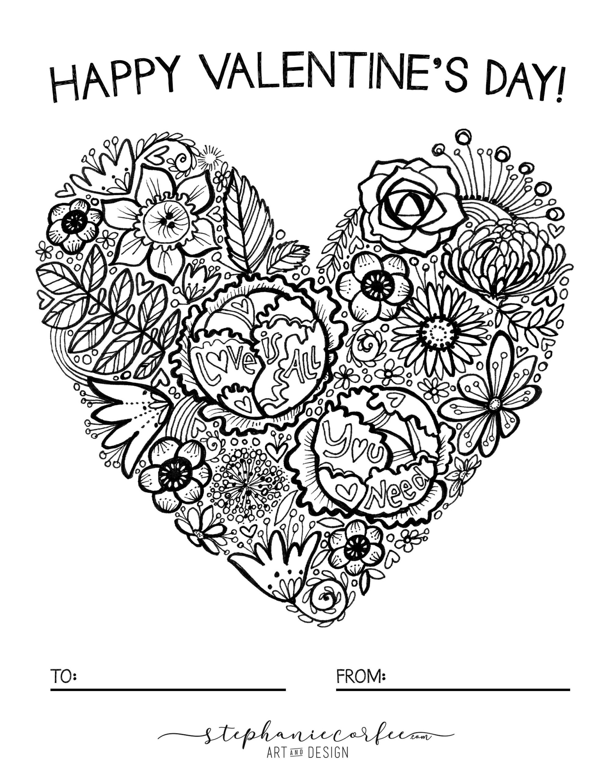 printable coloring pages for valentine's day