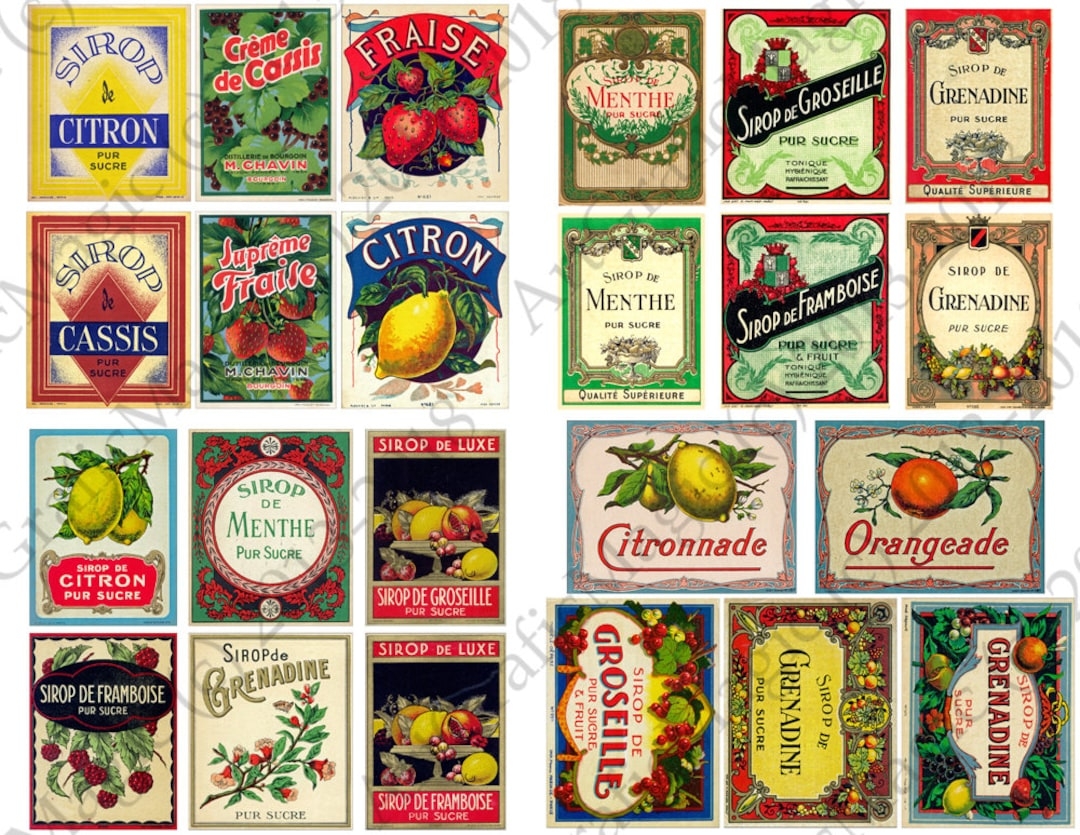 Vintage Food Labels Printable Digital Collage Instant Download Vintage Wine Labels Decoupage Paper Vintage Clip Art Retro Food Ads Etsy