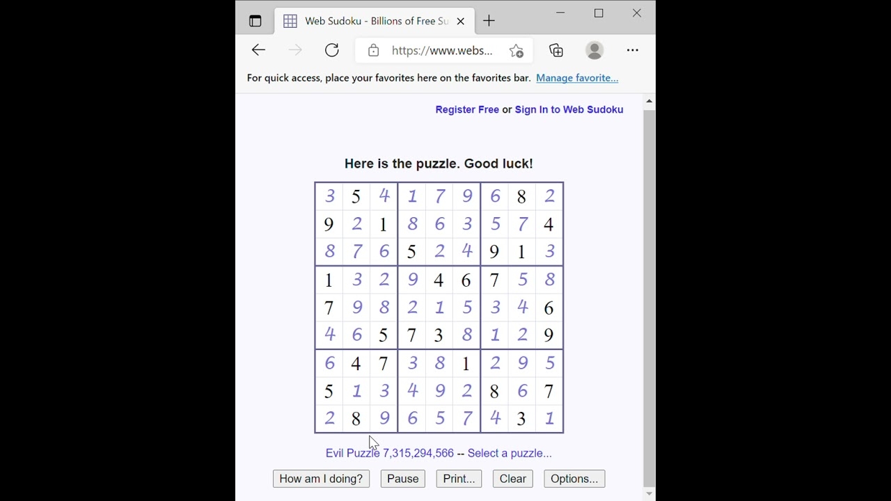 Web Sudoku Evil Puzzles 7 315 294 566 And 9 076 492 418 YouTube