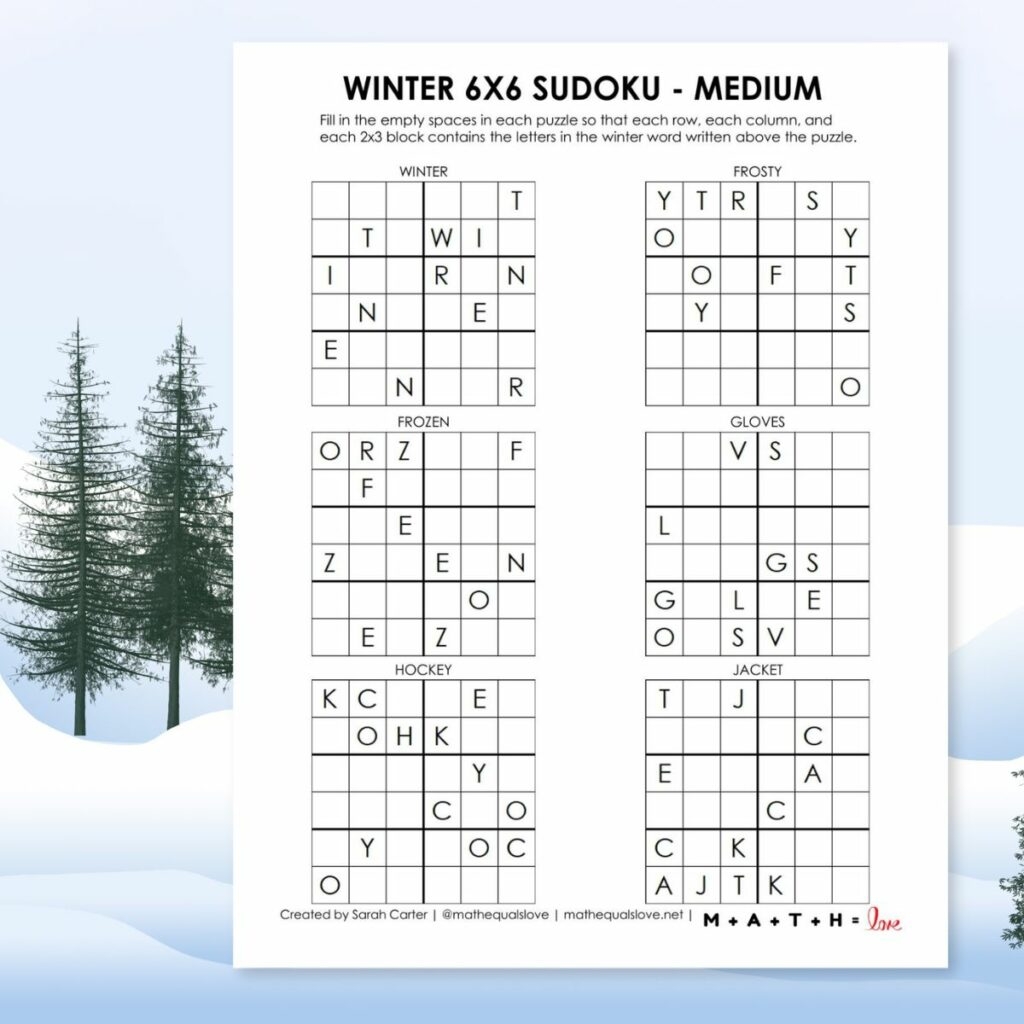 sudoku 6x6 printable