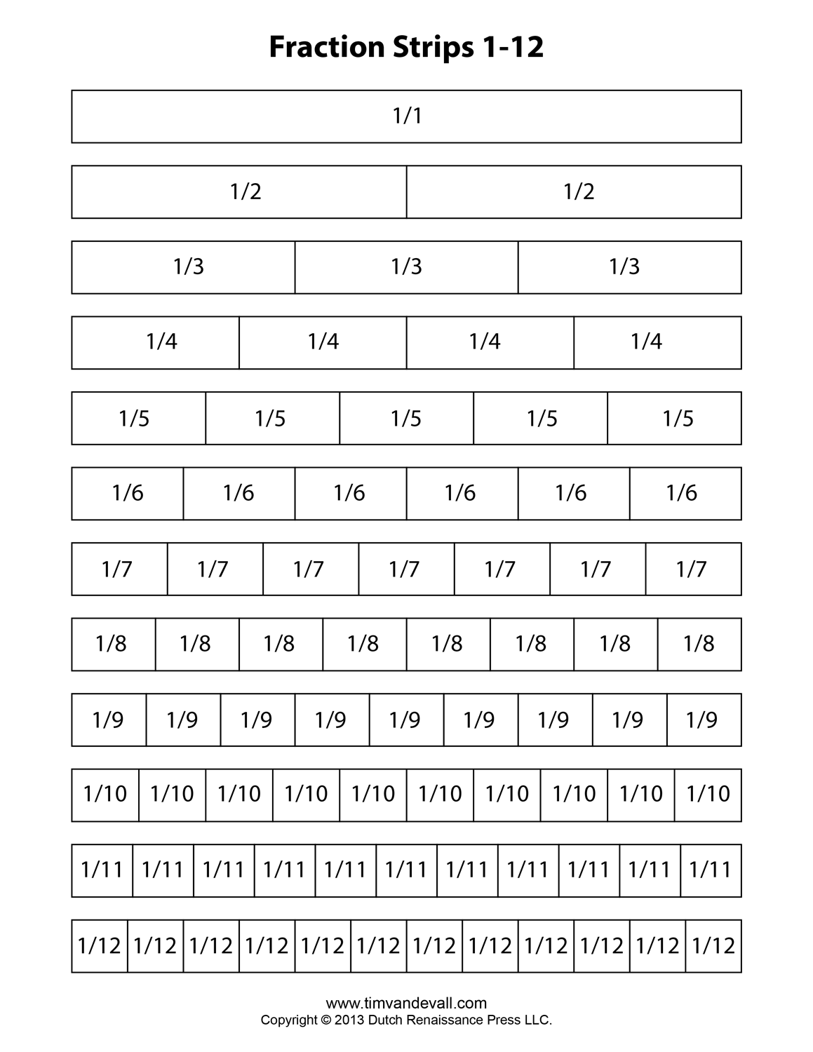 fraction bars printable