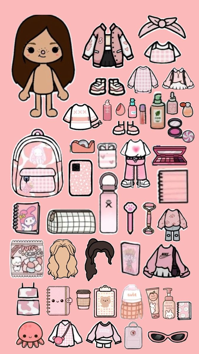 Back To School Toca Boca But Pink Paper Doll Template Hello Kitty Crafts Paper Dolls