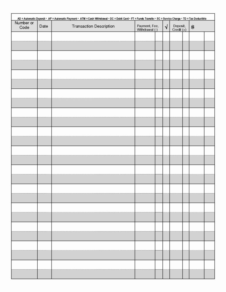 Bank Ledger Book Free Printable Check Register Full Page Check Registers For Personal Checkbook