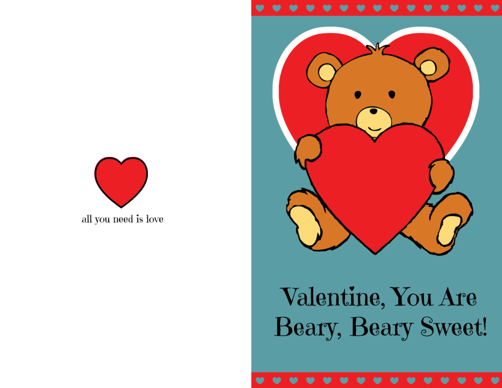 Beary Cute Valentine s Day Card Printable Whispered Inspirations