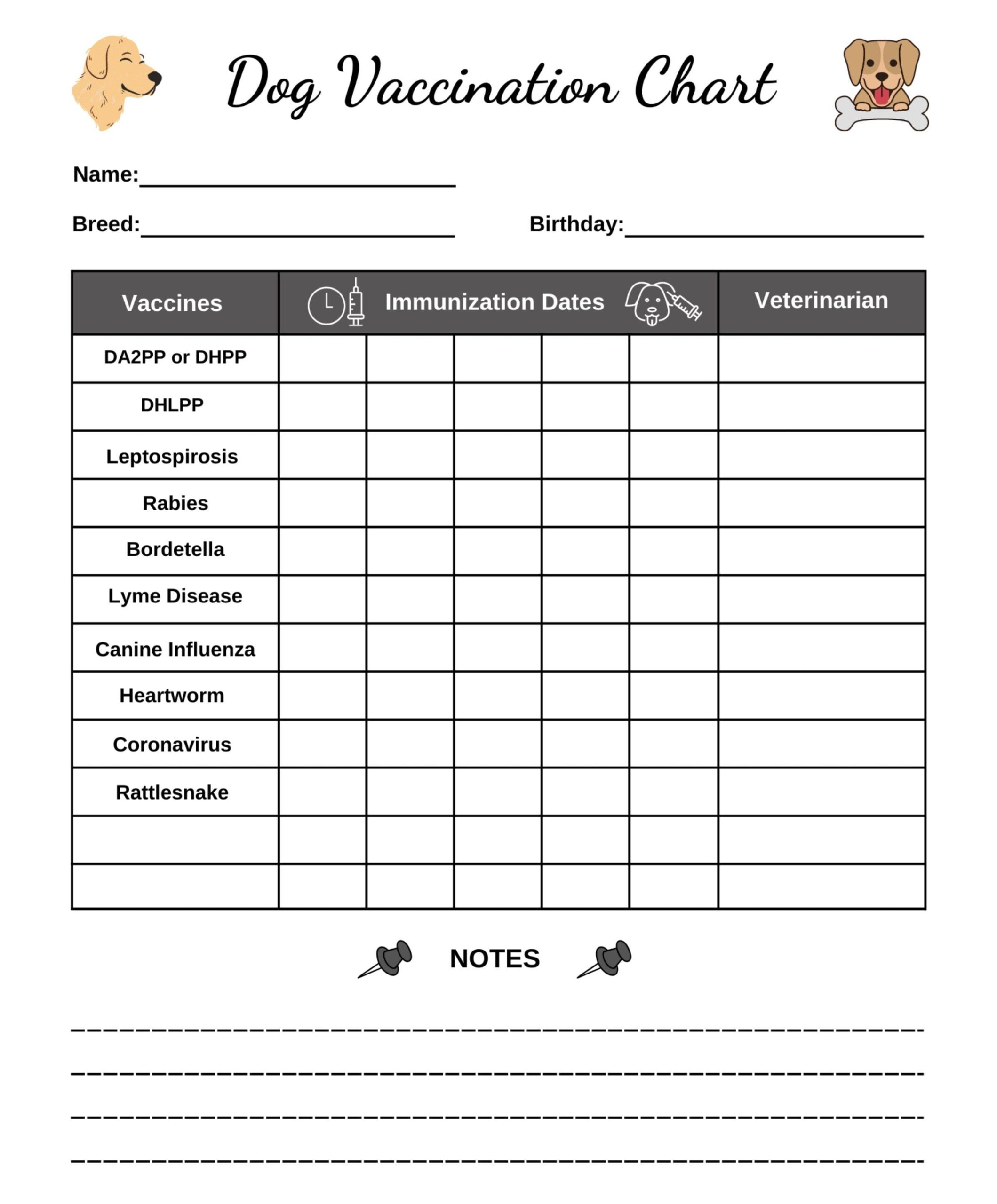 dog vaccination record printable pdf free
