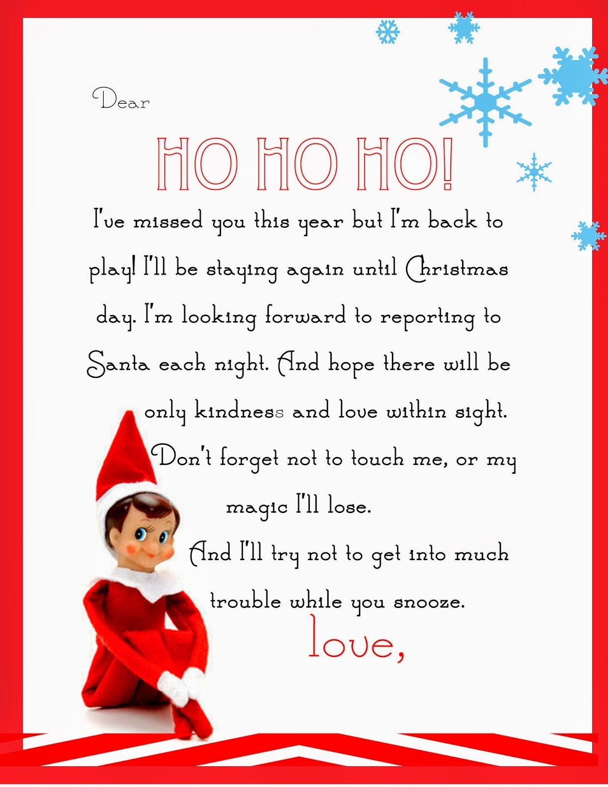 elf on shelf free printables