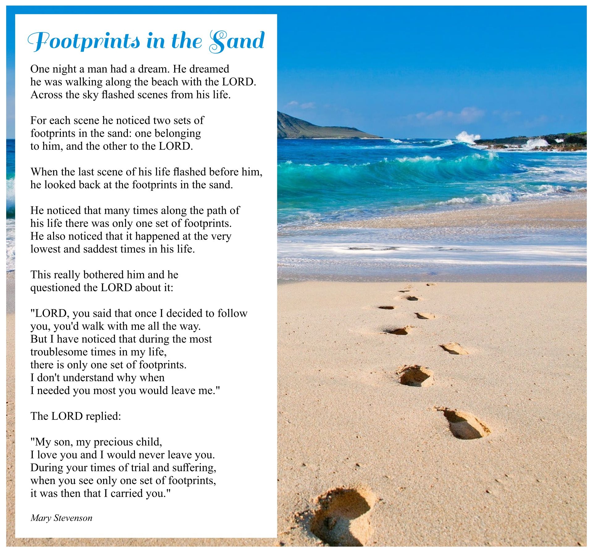 Footprints In The Sand Poem Printable