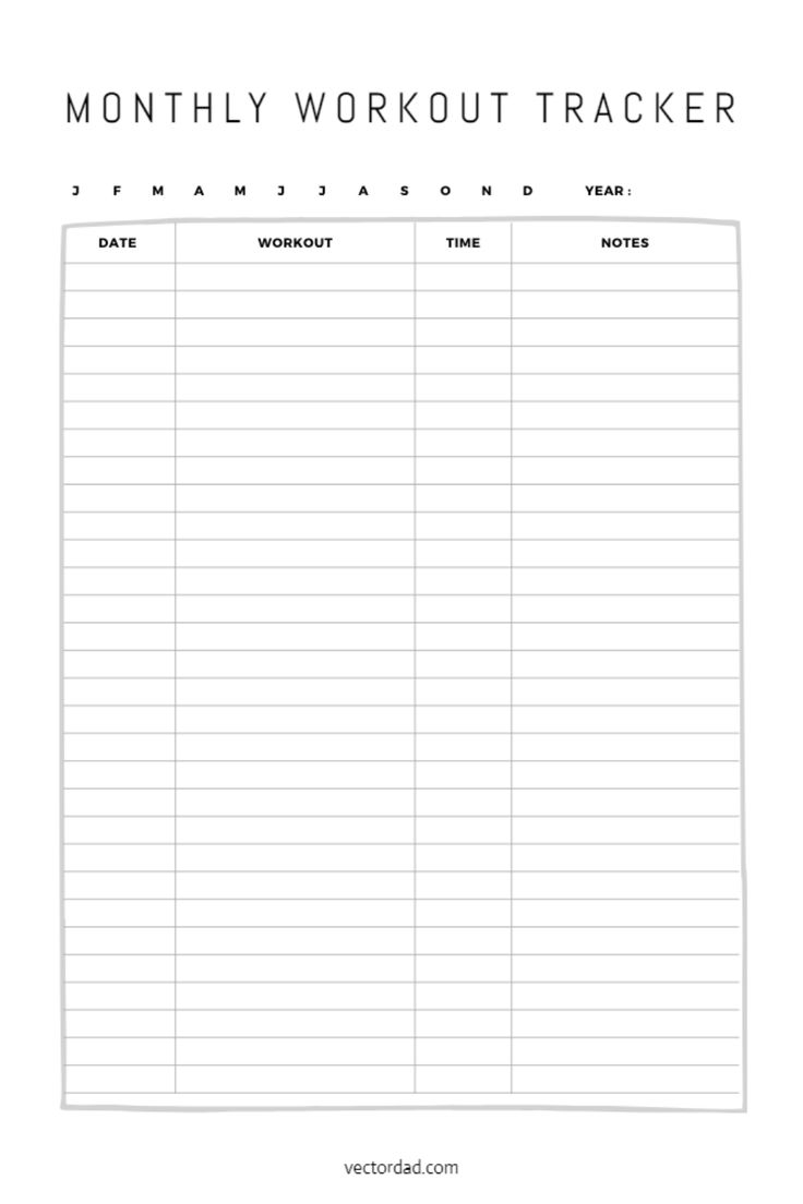 exercise tracker printable