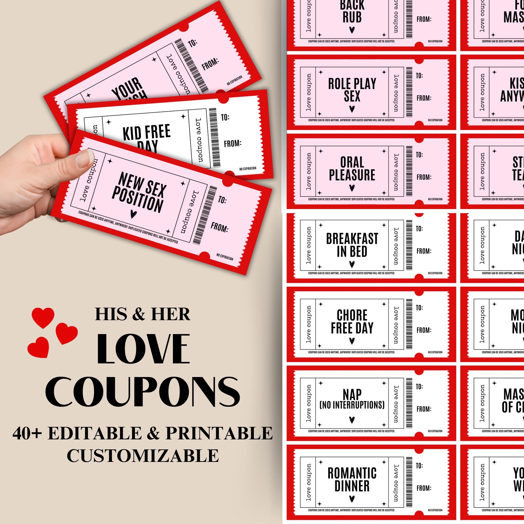 Love Coupons For Couples Romance Editable Valentine s Day Naughty Nice Coupons Adult Him Her Vday Gift Printable DIY Custom Coupon Book Etsy