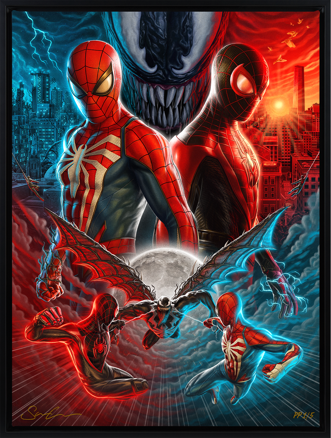Marvel s Spider Man 2 Greater Together Fine Art Print By Sam Green Sideshow Collectibles
