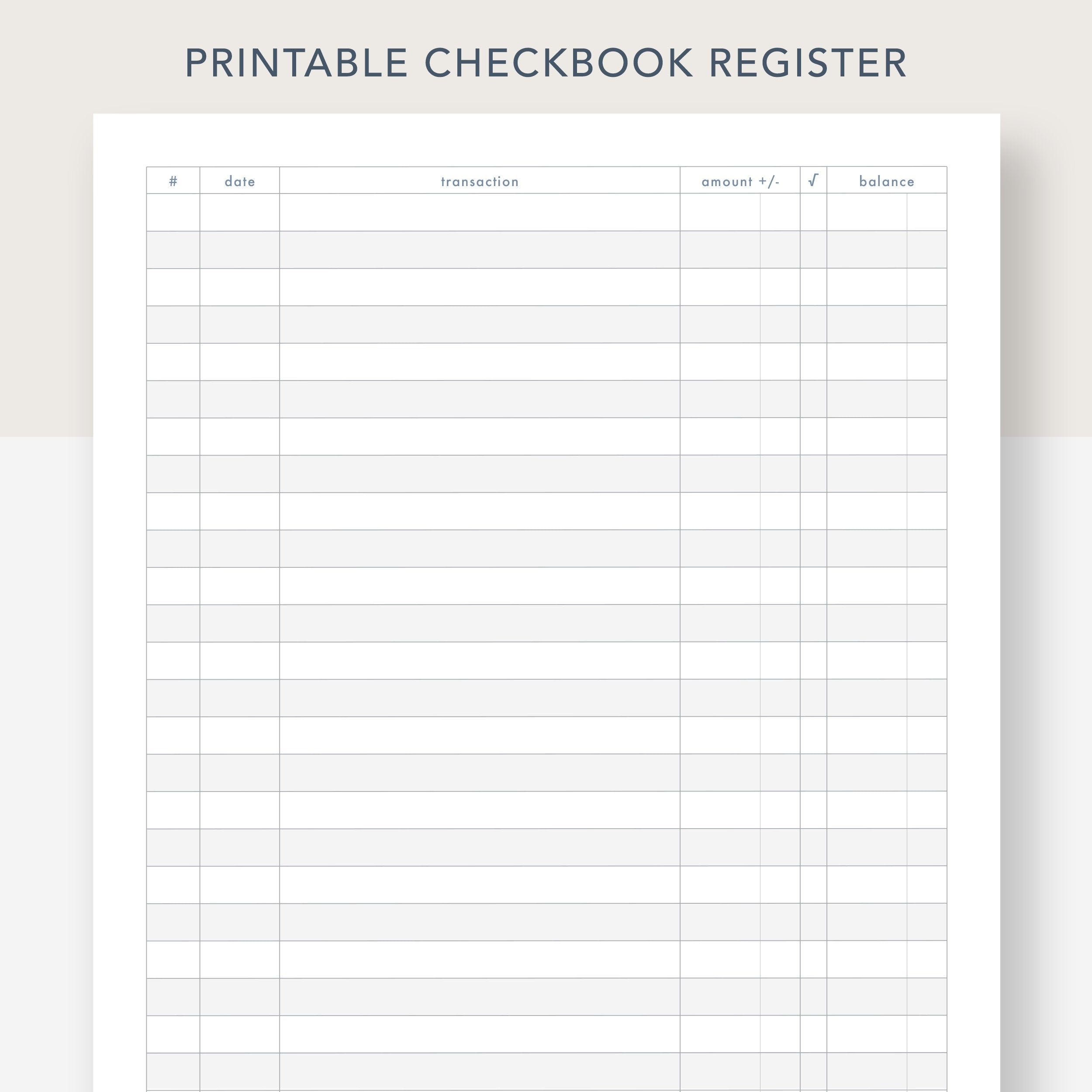 free check register printable